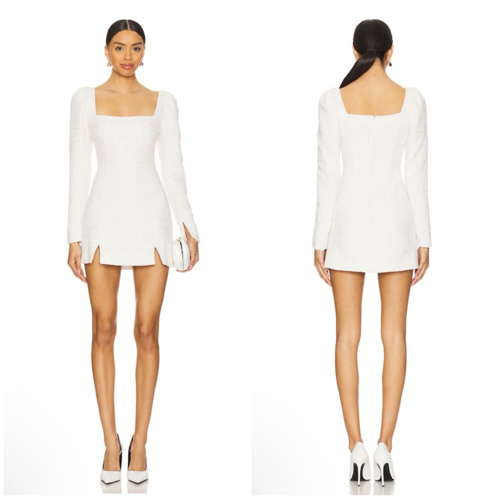SAU LEE Jenna Tweed Dress in White Size 4